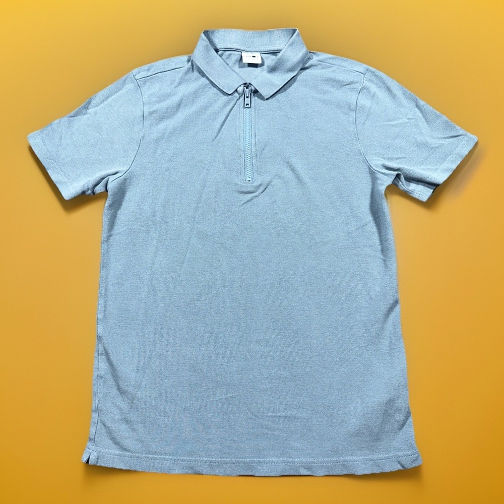 NN07 No Nationality Polo Zip Shirt Mens Small Blue Short Sleeve Golf Shirt